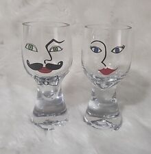 VTG Kosta Boda Sea Glasbruk Man & Woman Face Mid Centry Modern Barware Glasses picture