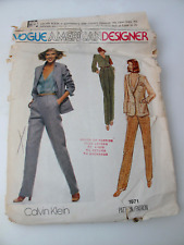 Vintage Vogue 1971 Size 14 Calvin Klein Sewing Pattern cut Jacket Blouse Pants(P picture
