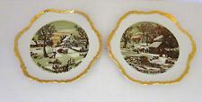Set of Two CURRIER & IVES (3T2462) Decorative White Ceramic 7.25