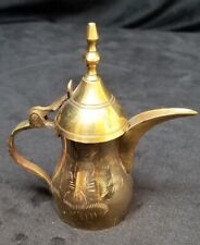Vintage Solid Brass Etched Miniature Teapot Coffee Pot Pitcher 3.5 inches India  picture