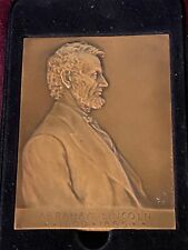 RARE 2 sided Bronze Plaque with case - Victor David Brenner - Abe Lincoln - WOW picture