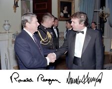 PRESIDENT DONALD TRUMP & RONALD REAGAN SHAKING HANDS AUTOGRAPHED 8X10 PHOTOGRAPH picture