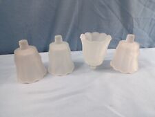 Lot of 4 Satin Clear Glass Pegged Votive Candle Holders w/ Flared Ribbed Design picture