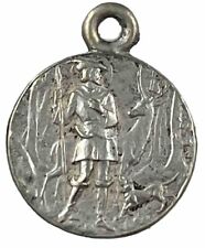 Vintage Catholic St Hubert Silver Tone Small Religious Medal, France picture