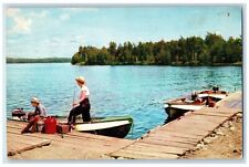 1958 Greetings From Bellers Super Market Fishing Woodruff Wisconsin WI Postcard picture