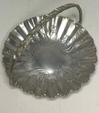 Vintage  Hand Wrought Aluminum  ROSE Pattern ornamental SERVING TRAY w/Handle picture