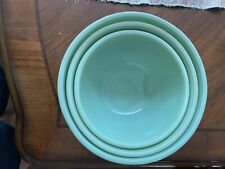 3 Pc. Fire-King 2000 Anchor Hocking Jadeite Swirl Mixing Bowl Set 10/9/8 “ picture