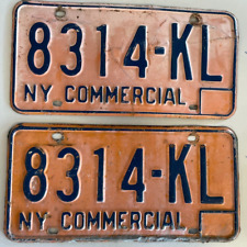 Vintage New York Commercial License Plates #8314-KL - Matched Set of 2 - picture