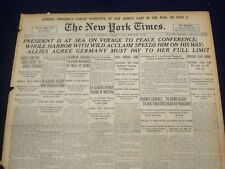 1918 DECEMBER 5 NEW YORK TIMES - PRESIDENT AT SEA, PERSHIING NARRATIVE - NT 9162 picture