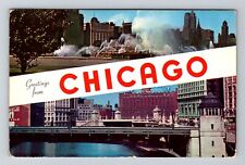 Chicago, IL-Illinois, Banner Greetings Coca-Cola Antique c1954, Vintage Postcard picture