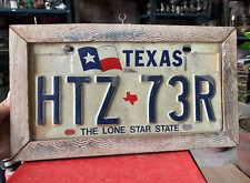Vintage Texas HTZ 73R The Lone Star State License Number Plate Wooden Framed picture