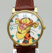 Vtg Timex Disney Watch Women Tigger 33mm Gold Tone Leather Band 1997 New Battery picture
