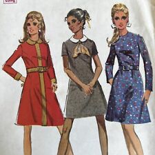 Vintage 1960s McCalls 2036 Collared Mod A-Line Dress Sewing Pattern 14 Small CUT picture