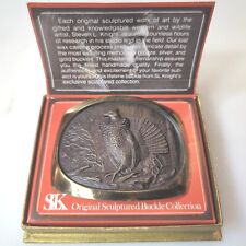 S.L. Knight Solid Bronze Ruffed Grouse Game Bird Hunter Vintage Belt Buckle picture