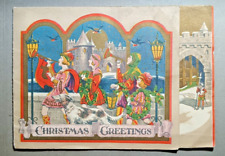 vintage linen christmas greeting card 1930s picture