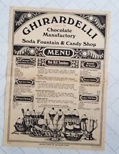Vintage San Francisco Ghiradelli’s Chocolate Mfg & Soda Fountain Menu 1981 picture