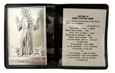 Metal Patron Saint Francis of Assisi Plaque with Prayer Leatherette Folder picture