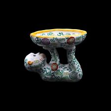Vintage Chinoiserie Hand Painted Monkey Holding Lotus Decorative Dish picture