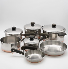 Vintage Revere Ware 1801 Copper Bottom Cookware Set Lot Of 11 READ picture