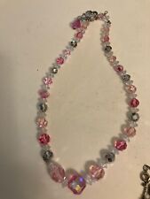 vintage estate pink crystal choker necklace picture