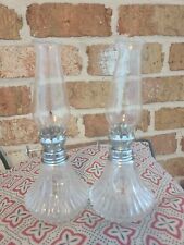 Vintage Faceted Lamplight Farms Glass Chimney Oil Lamp 9” Tall picture