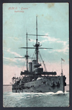 GB Royal Navy 1905 Battleship HMS QUEEN. Old Postcard. Mailed Tocumwal Australia picture