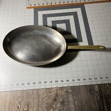 VTG PAUL REVERE WARE SIGNATURE STAINLESS 1801 OVAL FISH SKILLET PAN BRASS HANDLE picture