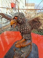 ORIGINAL Eagle Vintage Sculpture USSR Hand carved Home decor1970 Wooden figurin picture