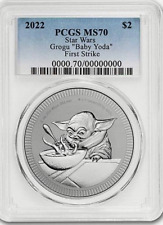 2022 Niue $2 Star Wars THE MANDALORIAN - GROGU Baby Yoda FIRST SEAL PCGS MS70 FS picture