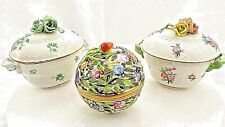 HEREND HUNGARY FLORAL PORCELAIN HAND PAINTED LIDDED TRINKET JEWELRY BOX Exc. picture