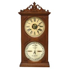 Antique Ithaca Walnut Double Dial Calendar Mantle Clock with Carved Crest C1866 picture