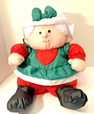 vintage mrs claus plush Stuffins  Inc. 1990 12” Sitting . Red And Green picture