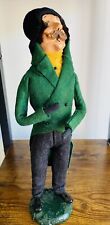 Byers Choice Man With Mustache Green Coat 1983 Bumpy Base 13 Inch picture