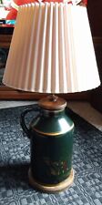 Vintage Green Toleware Tin Horse Hunt Scene Tole Painted Colonial Jug Table Lamp picture