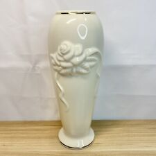 Vintage Lenox Cream Gold Trim Vase Rose Design 7.5” Handcrafted In Thailand picture