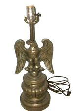 1960s AMERICANA EARLY AMERICAN EAGLE STARS TABLE LAMP PEWTER METAL MID CENTURY picture