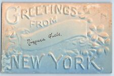Niagara Falls New York NY Postcard Greetings Embossed Airbrushed 1909 Antique picture