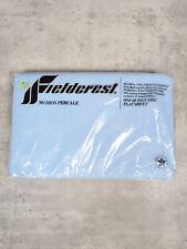Vintage NEW Fieldcrest Queen Flat Sheet Perfection Percale Blue 50/50 Blend USA picture