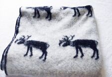 Lillunn 100% Norwegian Wool Blanket Rare Moose Black Gray Throw 64x48” picture