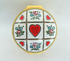 Halcyon Days Enamel Hinged Top Trinket Box ~ Valentine's Day 1985 ~ I Love You picture