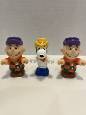 Vintage 1966 Peanuts Gang Farmer Snoopy & 2 Charlie Browns 3” Figures picture