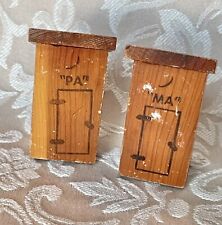 Vintage Ma And Pa Wooden Outhouse Novelty Salt and Pepper Shakers picture