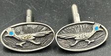 Vintage Navajo American Indian Coin Silver Road Runner Cufflinks picture