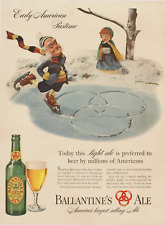 1941 Ballantine's Ale Beer Light Bottle Ale Glass Ice Skating Vintage Print Ad picture
