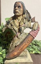 VTG Native American Warrior Head & Bust Feathers W Stainless Letter Opener picture