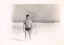Old Photo Snapshot Shirtless Man Smiling Beach Vintage Portrait Gay Interest 5A5 picture