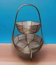 Vintage Mid Century Modern 1960s Metal Tabletop Tiered Fruit Basket/Display... picture