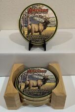 American Expedition Stone Coaster Set Buck DEER Man Cave Hunting Lodge Mtn Cabin picture