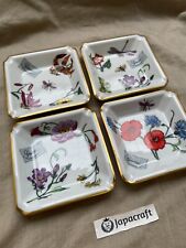 Vintage Gucci Bernardaud Limoges Ashtray set of 4 Floral Insects Gold Trim picture