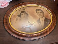Vintage Antique Wood Oval Picture frame W/Domed Bubble Glass 1800’s picture